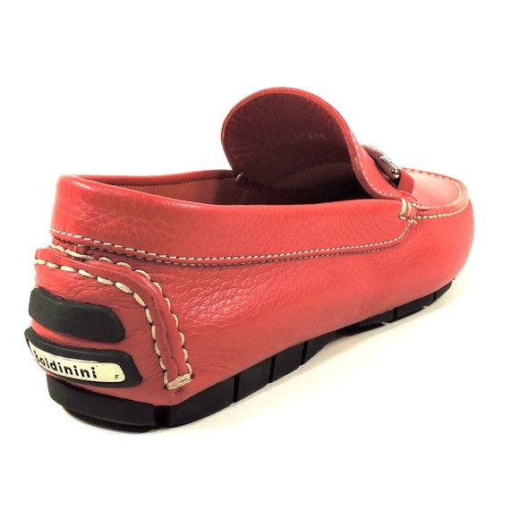 BALDININI ?? MEN\'S RED SOFT LEATHER COMFORT FLAT SUMMER LOAFERS